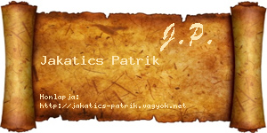 Jakatics Patrik névjegykártya